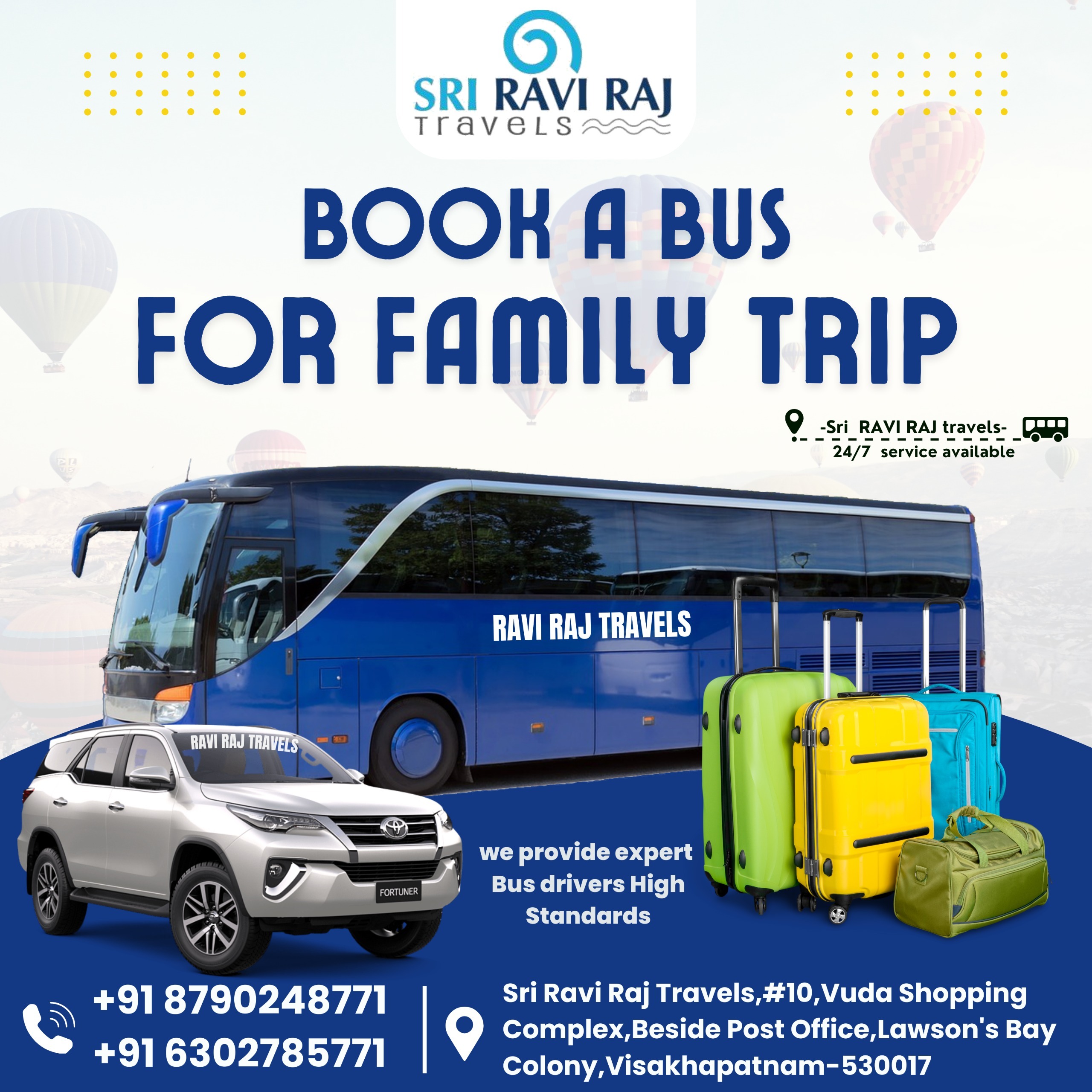 Sri Ravi Raj Travels: Your Premier Choice for Luxury Car and Bus Rentals in Visakhapatnam ????